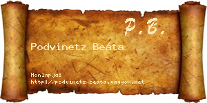 Podvinetz Beáta névjegykártya