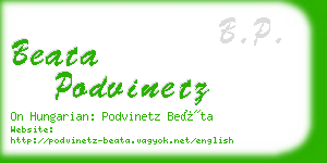 beata podvinetz business card